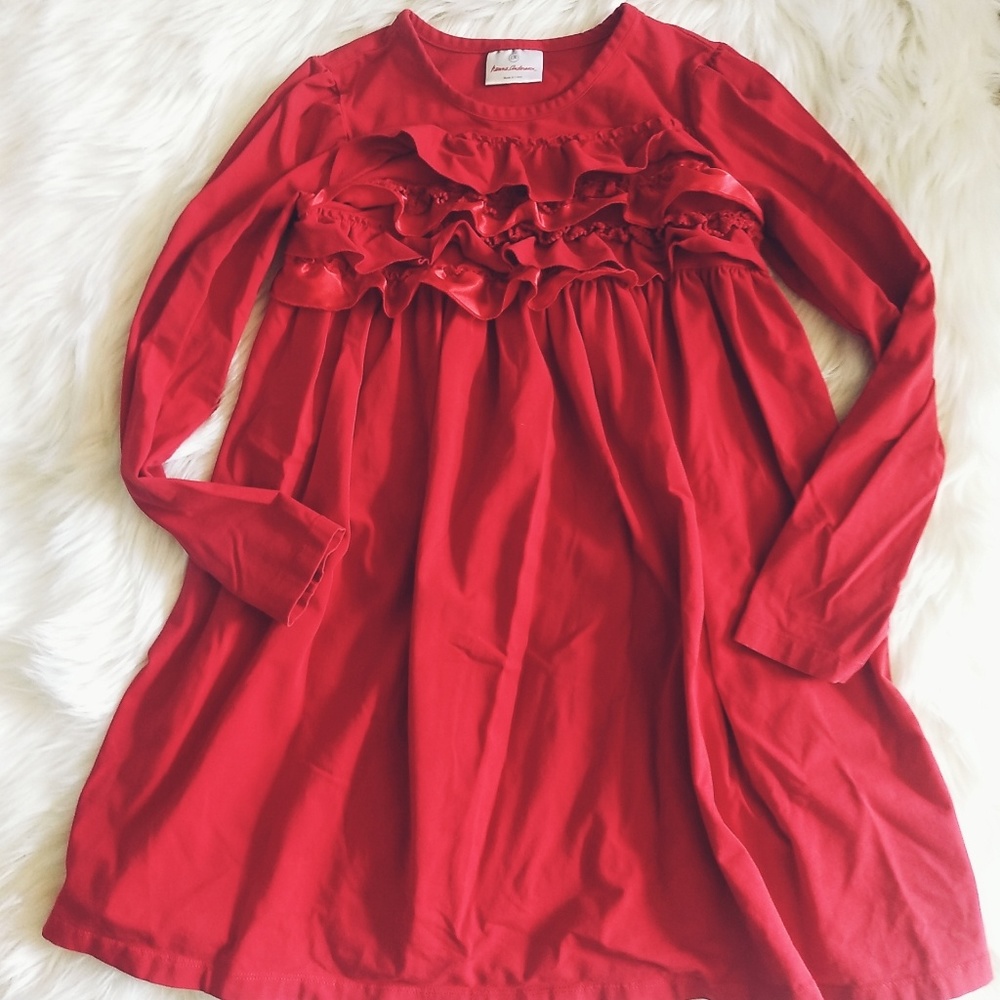 Hanna Andersson Girls dress size 130 6-8 Red